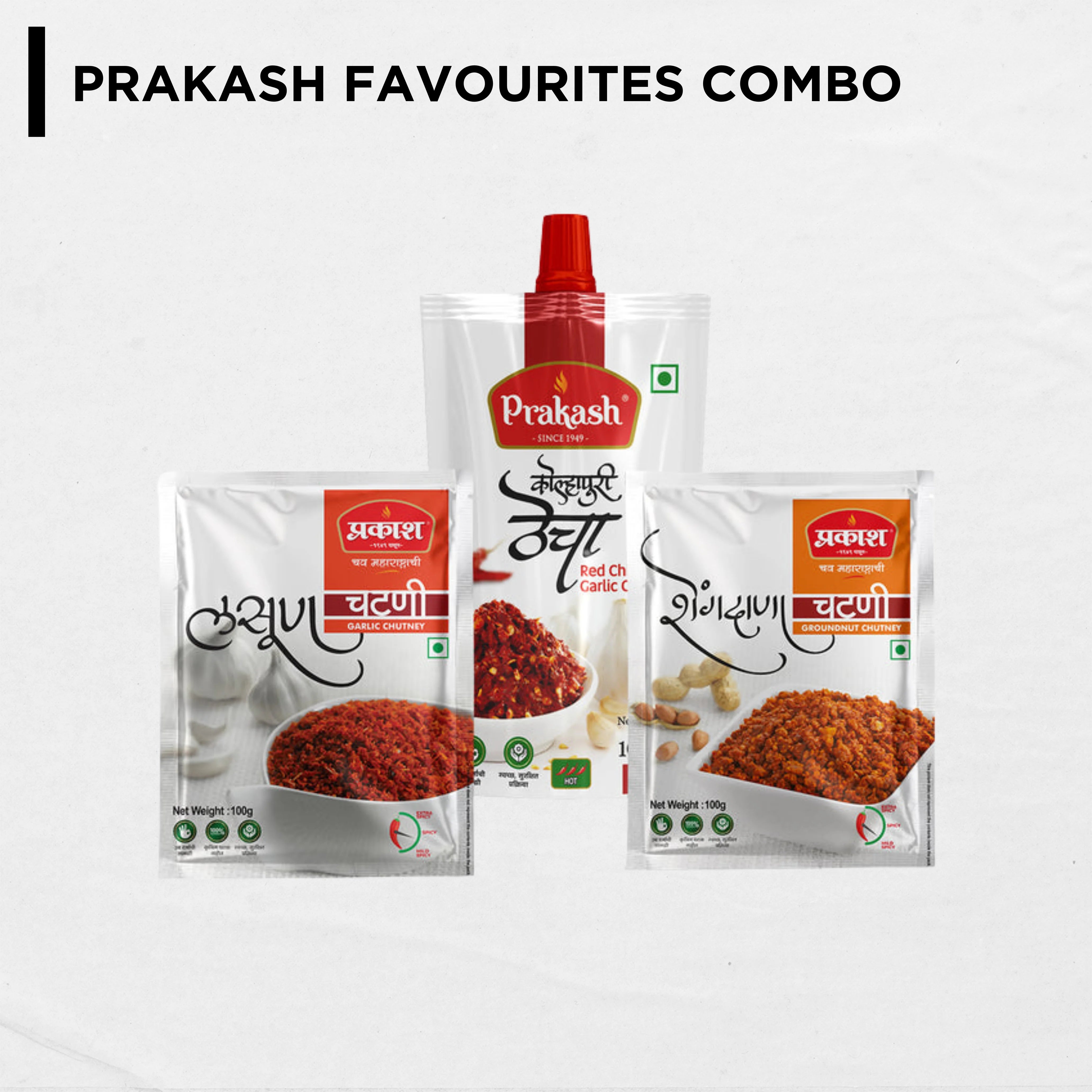 Prakash Thecha & Chutney Combo Buy Online Prakash Kolhapuri Masale